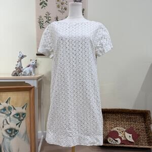 Kate Spade White Eyelet Lace Short Sleeve Shift Mini Dress Party Bride Wedding 8